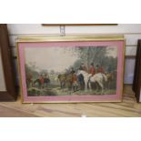 After John Frederick Herring Snr., three coloured lithographs, Hunting scenes, 39 x 71cm