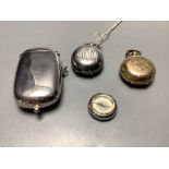 A late Victorian silver sovereign case, a gold plated sovereign case, a plated sovereign/vesta