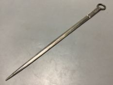 A William IV silver meat skewer, with engraved crest, Jonathan Hayne, London 1831, length 34.9 cm,