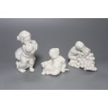 Kai Neilsen (1882-1924) for Bing & Grondahl, three white porcelain groups of children or cherubs,