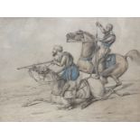 Attributed to Henry Alken (1785-1851), pencil and watercolour, Arab huntsman on horseback, 20.5 x