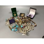 A quantity of assorted costume jewellery including silver.