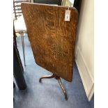 A Victorian oak tilt top tripod tea table, width 82cm, depth 59cm, height 72cm