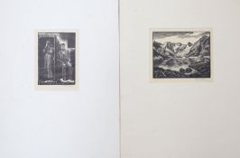 Stephen Bone, N.E.A.C., (1904-1958), two woodcut prints: Priest in confession; and 'Loch Coruisk'