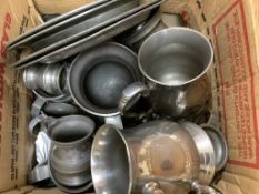 A quantity of mixed pewter