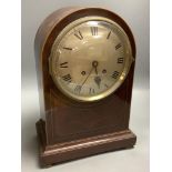 A large 19th century inlaid mahogany mantel clock, height 41cm