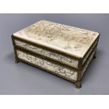 A Cantonese carved ivory casket, c.1900, length 12.5cm