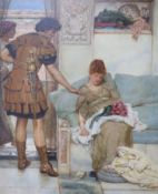 Follower of Sir Alma Tadema, oil on board, 'A silent greeting', 21.5x15cm