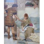 Follower of Sir Alma Tadema, oil on board, 'A silent greeting', 21.5x15cm