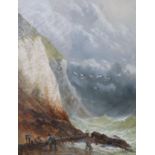 William Broome (1838-1892), oil on canvas, 'Stormy weather near Folkestone', signed, 24 x 19cm