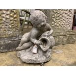 A reconstituted stone cherub fountain, height 40cm