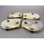 A set of four Chinese mother of pearl dishes, approx. length 11.5cm