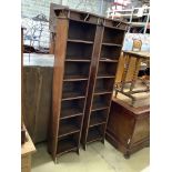 A pair of Arts & Crafts bookcases, length 49cm, depth 31cm, height 180cm