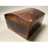 An Edwardian inlaid rosewood sewing box