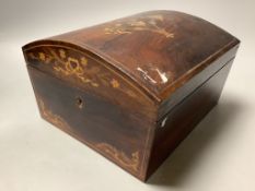 An Edwardian inlaid rosewood sewing box