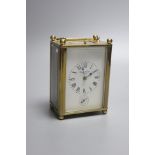 A Charles Frodsham brass cased repeating carriage clock, height 14cm with handle down