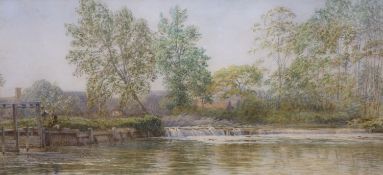 Walter Field, A.R.W.S., (1837-1901), watercolour, 'Old weir, Cleve', signed and dated 1870, 18 x