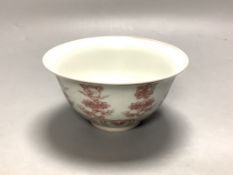 A Chinese underglaze copper red bowl, diameter 12cm