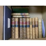 A collection of leather-bound books, Hallam, Pardoe, Hazlitt etc.