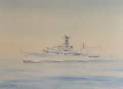 Eric Erskine Campbell Tufnell (1888-1978), watercolour, 'HMS Surprise', signed, 19 x 27cm