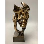 Yves Lohe. A bronze mask sculpture “Doux Baiser”25cm