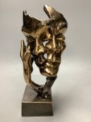 Yves Lohe. A bronze mask sculpture “Doux Baiser”25cm