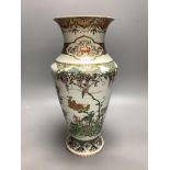 A Japanese porcelain vase, decorated with birds and flowers, Meiji period, height 37cm