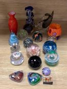 A quantity of paperweights, Studio glass, etc.