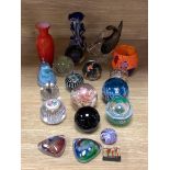 A quantity of paperweights, Studio glass, etc.