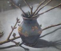 Ken Rogers, pastel, 'Blue pot in Spring', signed, 39 x 47cm