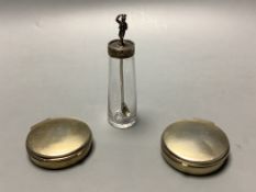 A pair of George V circular silver gilt pill boxes by Asprey Ltd, Birmingham, 1921, 47 mm,