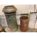 Two pottery chimney pots, larger 76cm high