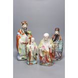 Four 20th century earthenware Chinese figures, tallest 39cm