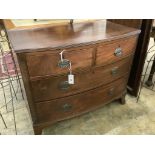 A small Regency bow front chest of drawers, width 97cm, depth 50cm, height 79cm