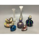 A quantity of Venetian and other glass, including millefiore, tallest 19cm