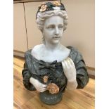 A large Italian marble bust of a maiden, height 73cm