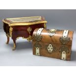 A tortoiseshell and ormolu jewellery casket, modelled in the form of a French commode and a