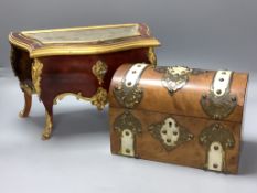 A tortoiseshell and ormolu jewellery casket, modelled in the form of a French commode and a