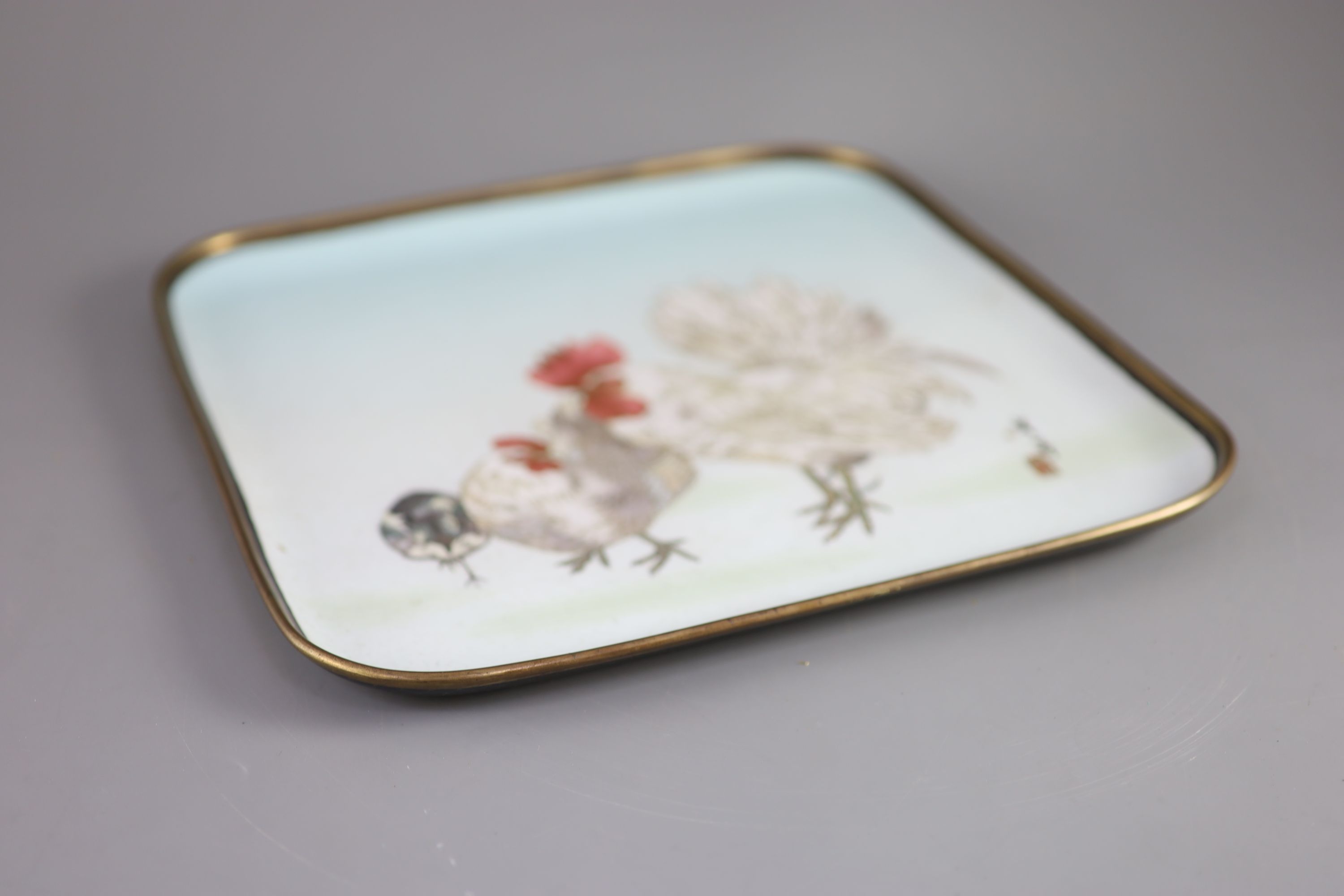 A Japanese square silver wire cloisonné enamel tray, Meiji period, mark for Deakin Bros & Co., - Image 2 of 4