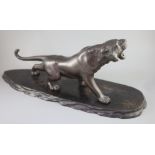 A large Japanese bronze figure of a tiger, Meiji periodnaturalistically modelled, standing roaring,