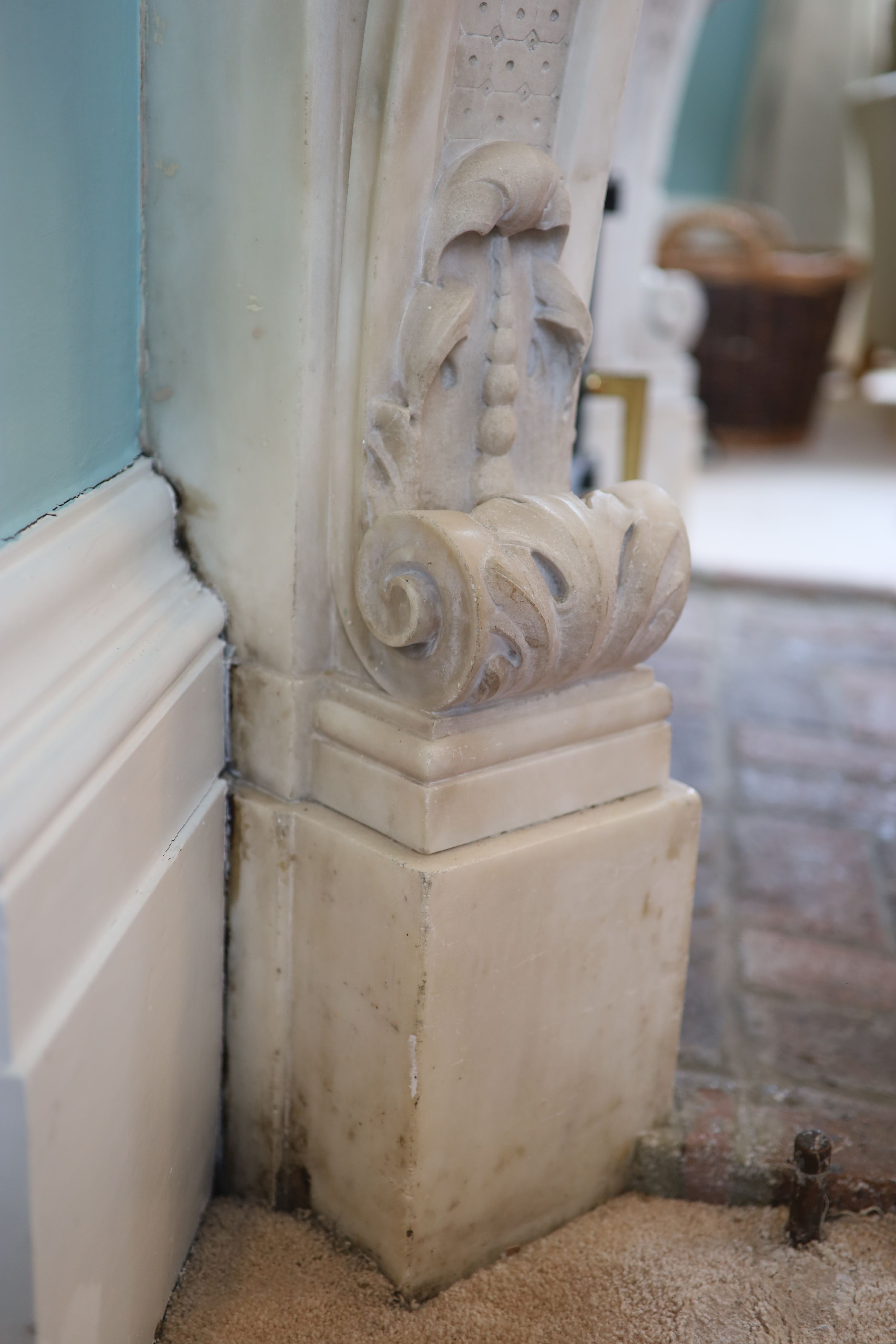 An important mid 19th century Italian white Carrara marble chimney piece,carved in the rococo - Image 19 of 23