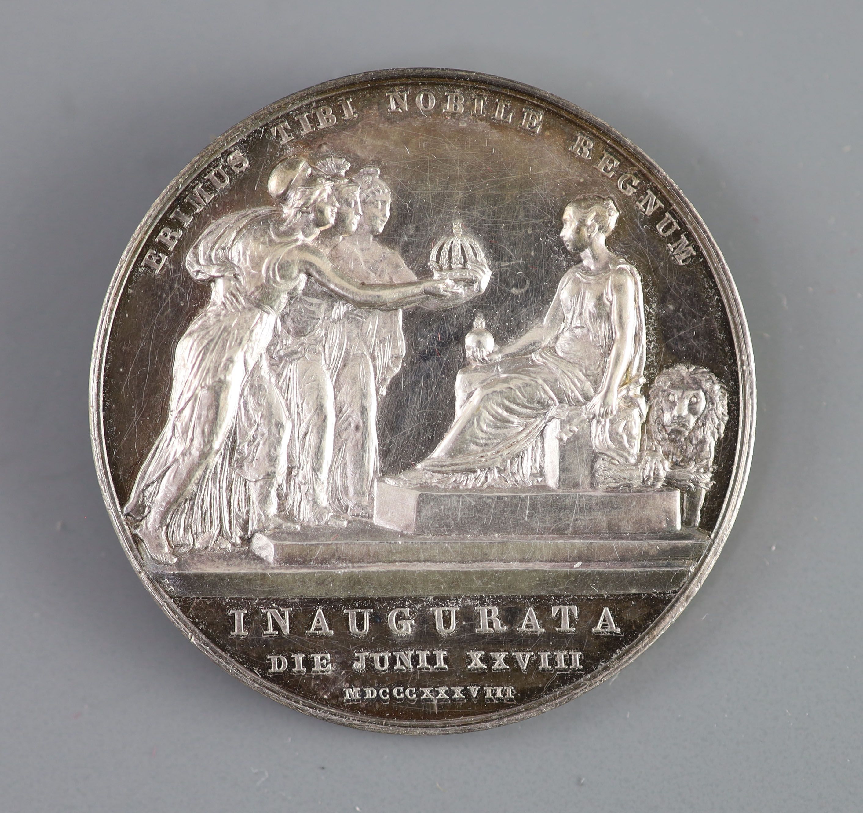 British Medals, Victoria, Coronation 1838, the official silver medal, by Benedetto Pistrucci, - Image 2 of 2