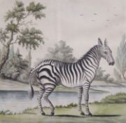 English School c.1780Zebra in a South African landscapewatercolour on paper15 x 15cm A local