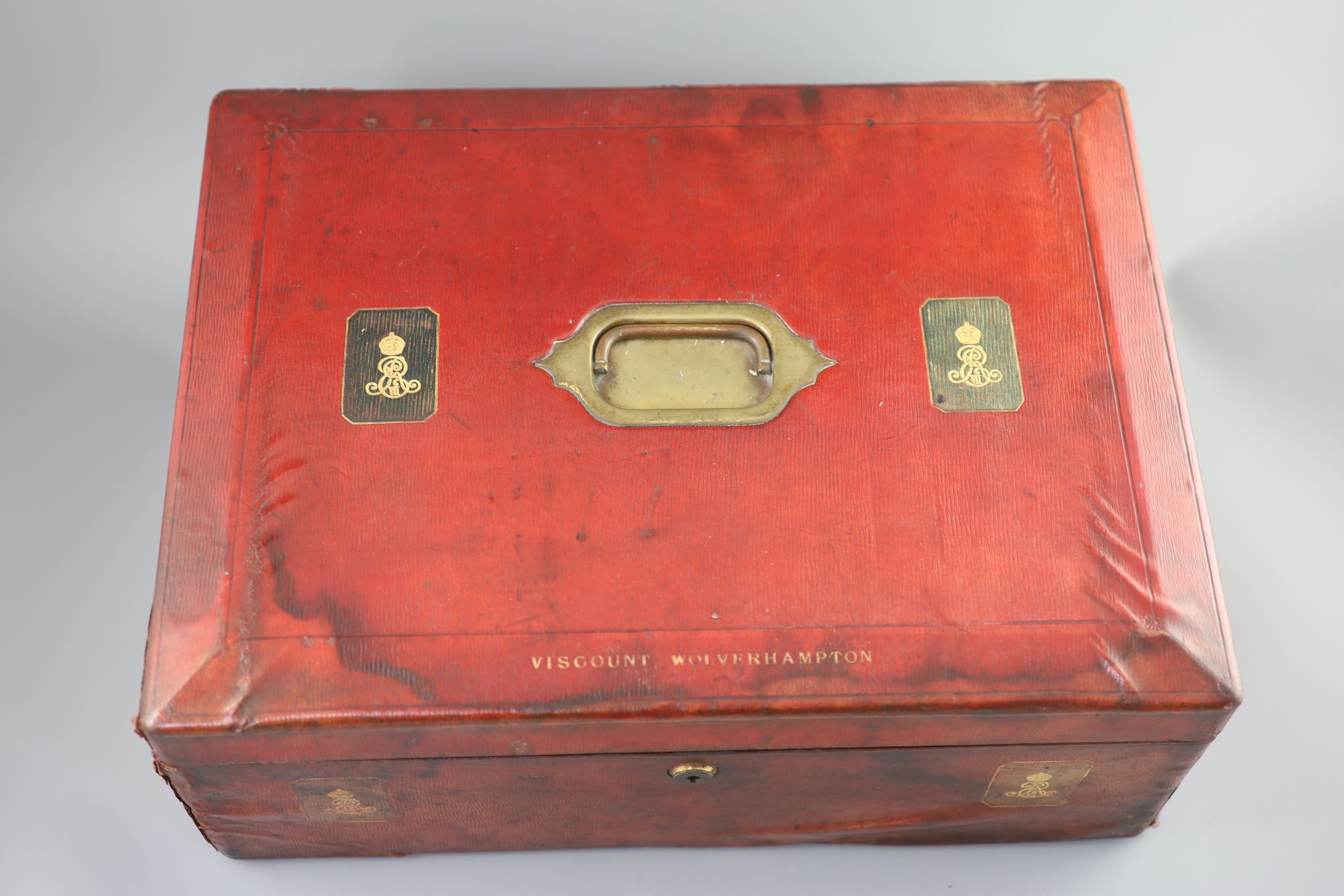 An Edwardian red morocco leather government dispatch box for Henry Hartley Fowler (1830-1911)1st - Image 2 of 6