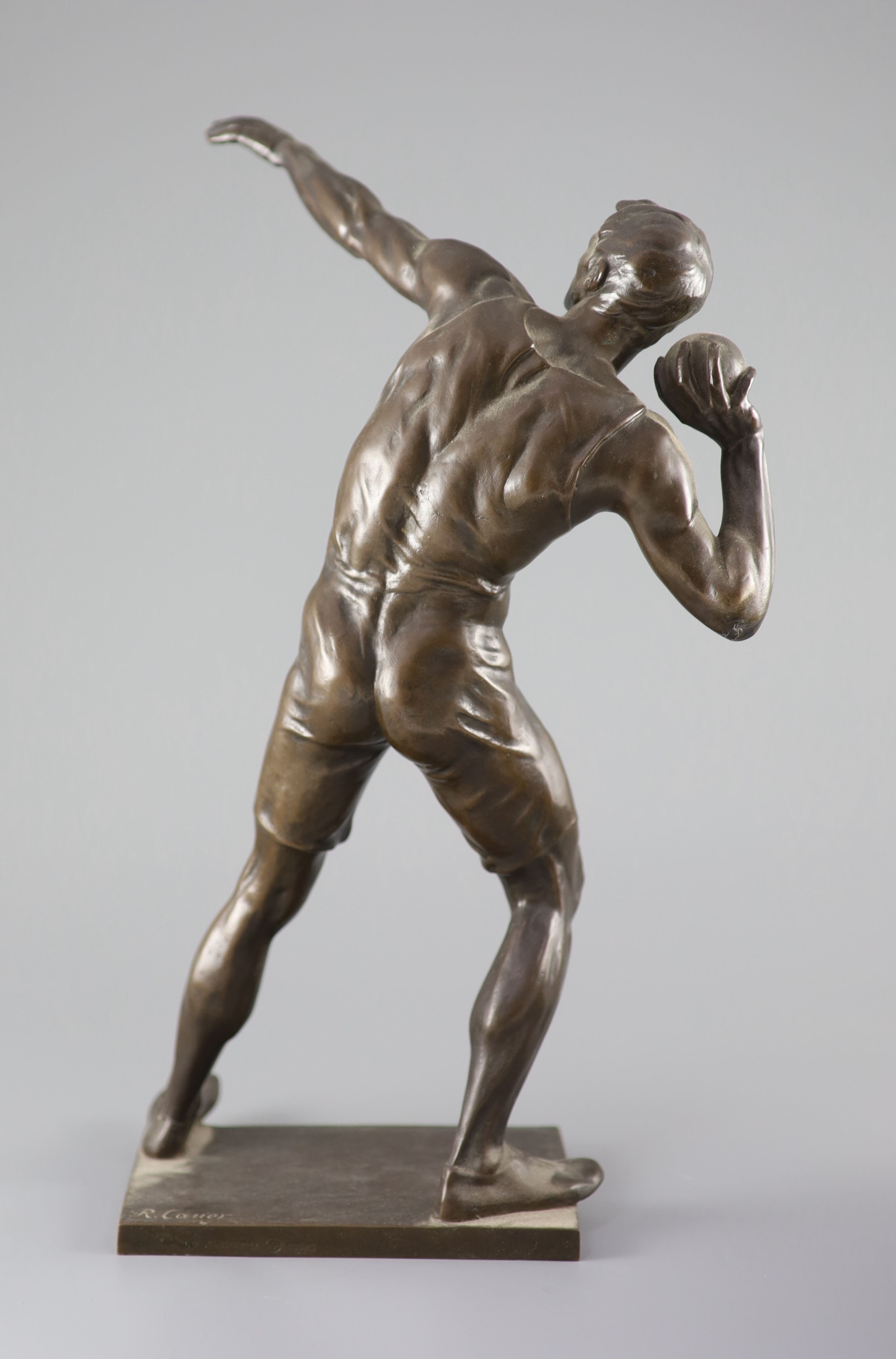 After Robert Cauer (1863-1947) a bronze figure of a shot-putter, c.1925,height 40cm, together with - Image 5 of 12