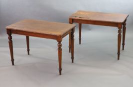 A pair of late Victorian mahogany writing tables,with rounded rectangular tops, one with infilled