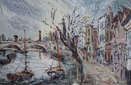 George Hann (1900-1979)View along The Seineoil on boardsigned39 x 60cm