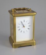 A large Swiss-made brass carriage clock, Matthew Norman, London, 20th centuryNo 1751A, white dial