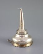 A William IV silver wine funnel by Jonathan Hayne,with gadrooned border, engraved crests and