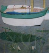 § Mary Newcomb (1922-2008)Boats on transparent wateroil on boardSigned and dated ‘8675 x 74cm.